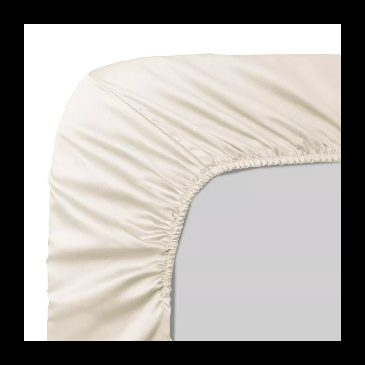 Drap housse b50 satin de coton uni ivoire Ava uni angora