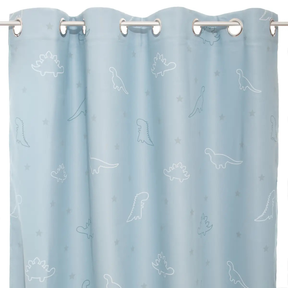 Rideau occultant enfant "Glow" dinosaure bleu clair 140x250cm