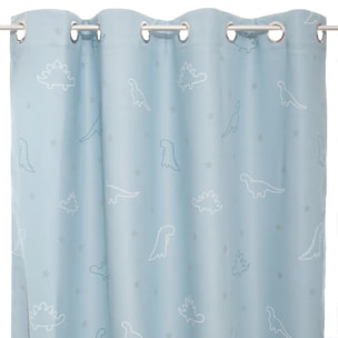 Rideau occultant enfant "Glow" dinosaure bleu clair 140x250cm