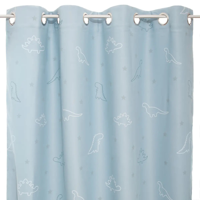 Rideau occultant enfant "Glow" dinosaure bleu clair 140x250cm
