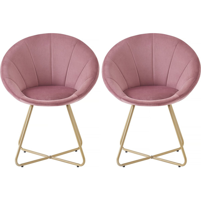 Lot de 2 chaises de la salle a manger en velours "Rosalie" - Gris