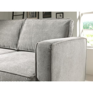 Jake - canapé d'angle gauche - convertible avec coffre - 4 places - en velours côtelé - Gris clair