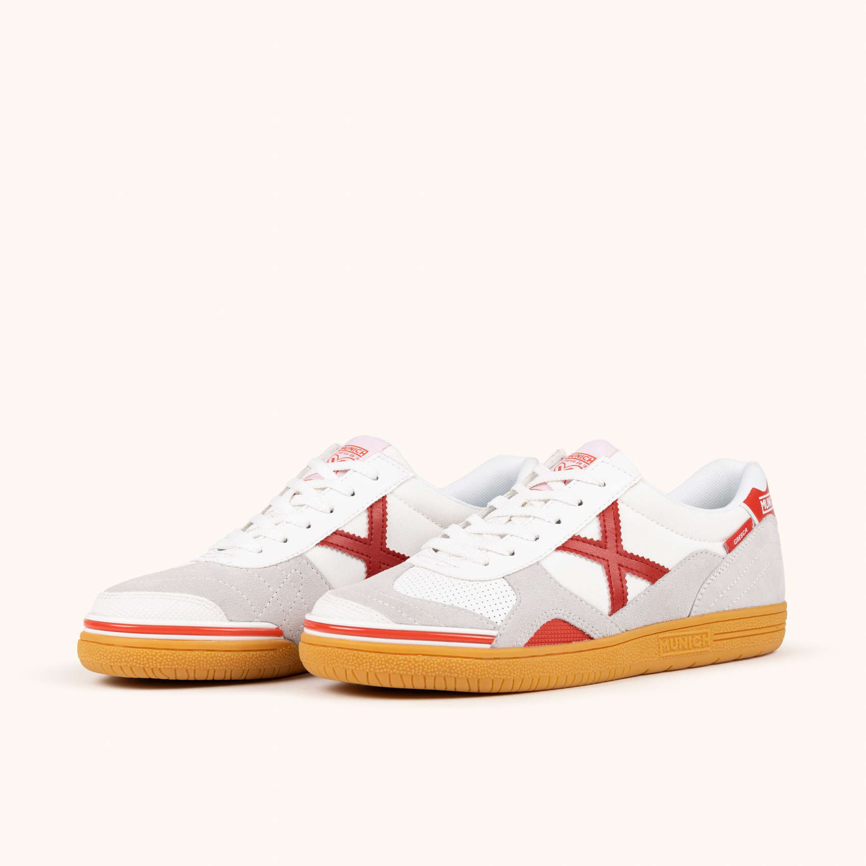 MUNICH GRESCA XLS 326 Zapatilla Deportiva de Piel y Nylon en Blanco y Rojo