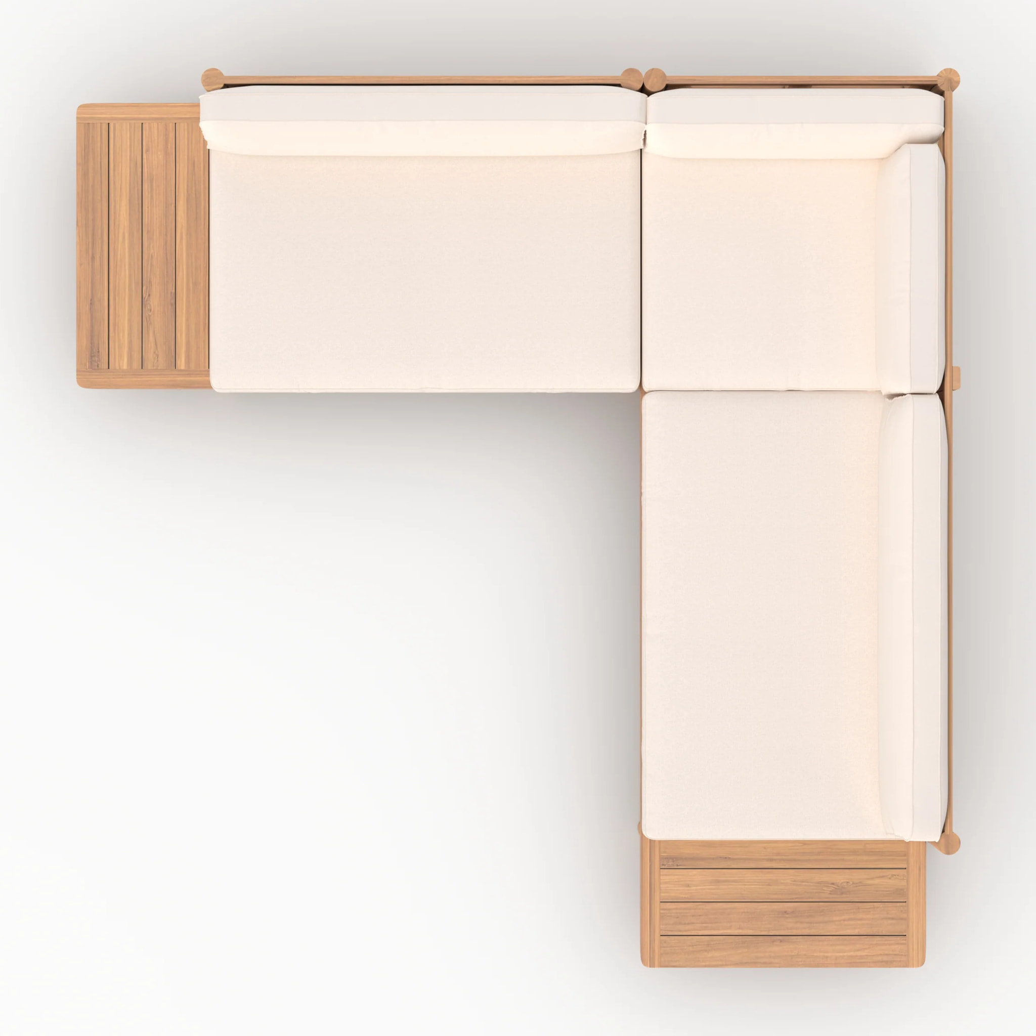 Salon de jardin 4 personnes en teck massif et tissu blanc - Nadila