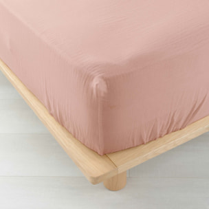 Drap Housse en gaze de coton - Rose
