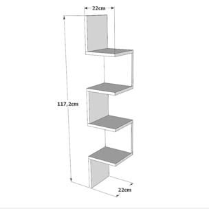 Mensola Dmencacc, Scaffale, Ripiano a muro, Scaffalatura multiuso, 22x22h117 cm, Bianco