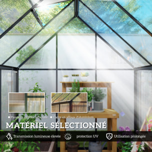 Serre de jardin alu polycarbonate - porte, lucarne - 1,78 x 1,68 x 1,95 m - noir