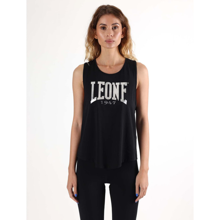 Canotta donna Leone 1947 Apparel in cotone con grande logo. Per training.
