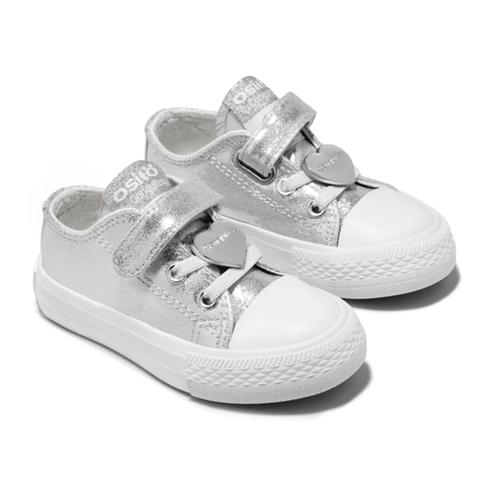 Sneakers in tela argentata per bambini