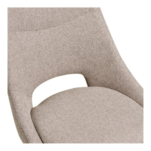 Set 2 sedie da pranzo Dokka girevoli in tessuto sabbia con gambe nere 52x57x87 cm