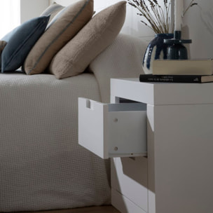 Table de chevet Sisal -bois massif et panneau de mdf-couleur laqué blanc mat 52 x 55 x 37 cm