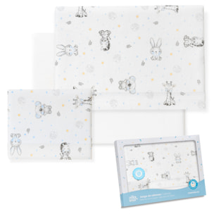 Triptico Coche Franela Modelo Koala Bco/Azul