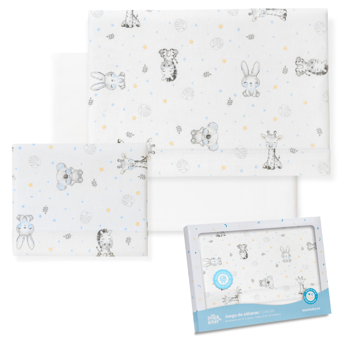 Triptico Coche Franela Modelo Koala Bco/Azul