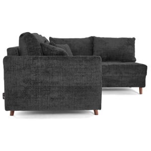 Rune - canapé d'angle droit 4 places en velours texturé - Gris Anthracite