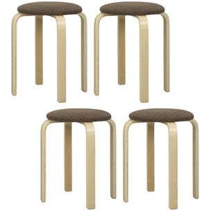 Juego de 4 Taburetes Apilables Redondos Taburetes Bajo de Cocina con Asiento Acolchado para Comedor Dormitorio Oficina Salón