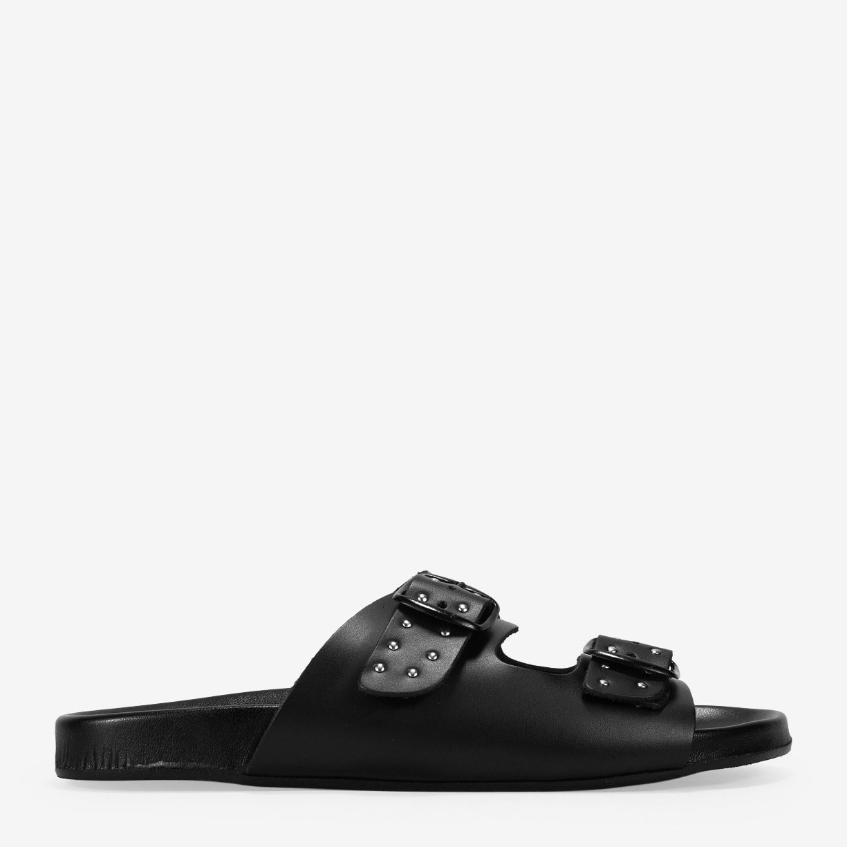 Sandalias negras en piel con tachas