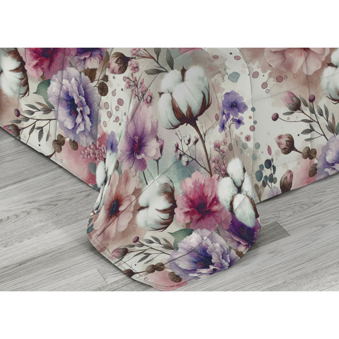 Trapunta Invernale 300gr Diadema Flora Stampa Digitale Fantasia Floreale D7