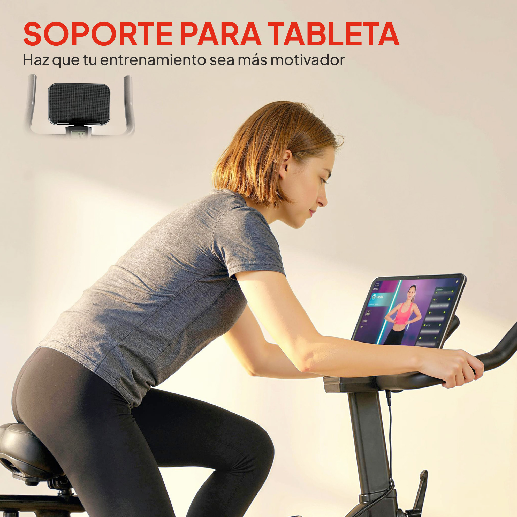 Bicicleta Está¡tica en Casa con Resistencia Magná©tica Regulable, Bici Está¡tica Silenciosa con Pantalla LCD, Volante, Asiento y Manillar Ajustables, Ruedas y Soporte para Tablet, Carga 120 kg