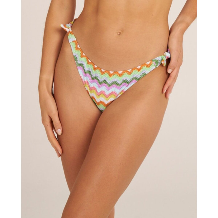Braga de bikini clásica con lazos y estampado zigzag