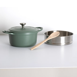 Cuiseur vapeur D24cm fonte d aluminium vert