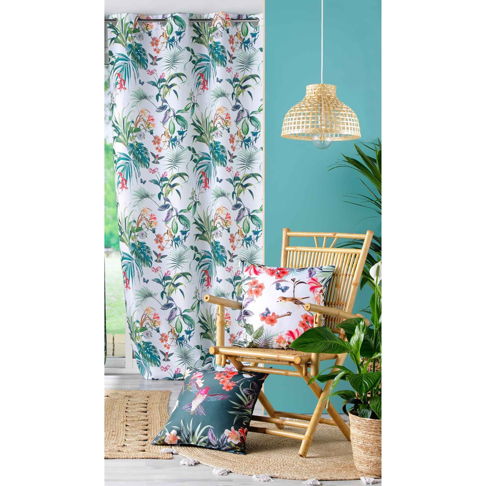 Rideau tamisant esprit exotique - Blanc