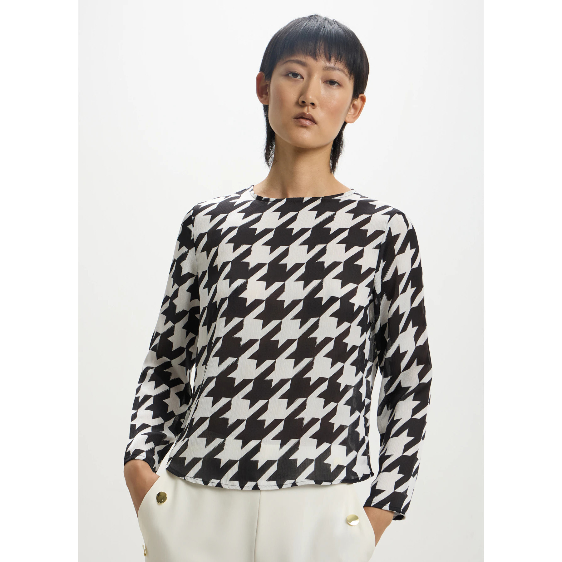 Blusa in pied de poule