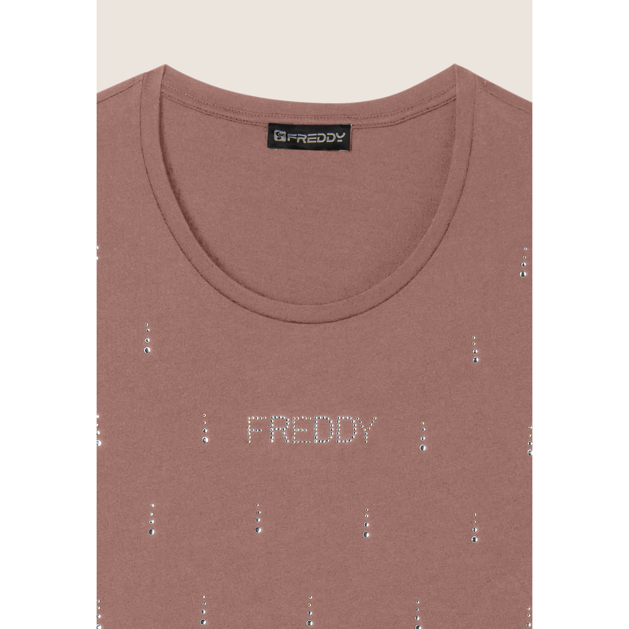 Canotta decorata da Strass in jersey modal