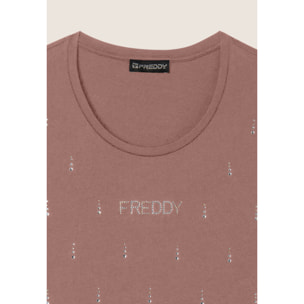 Canotta decorata da Strass in jersey modal