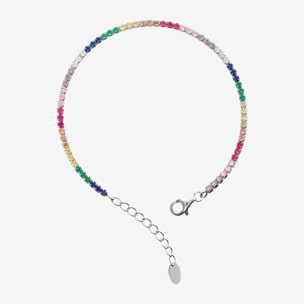 Bracciale Tennis Arcobaleno in Argento 925 placcato Platino con Cubic Zirconia