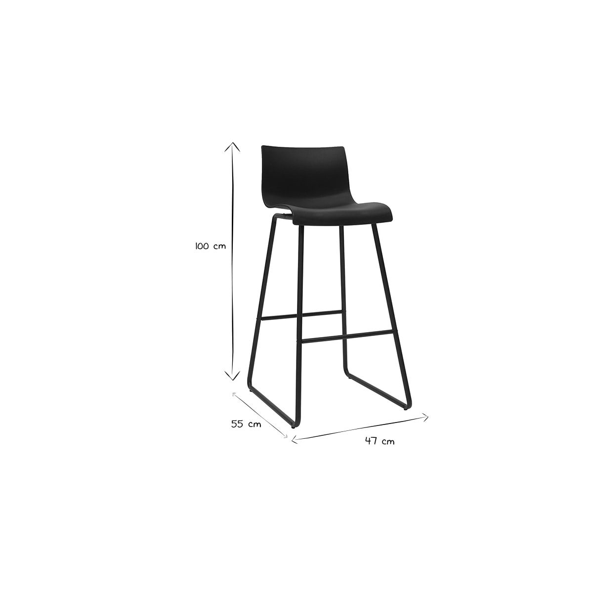 Tabourets de bar design noir 76 cm (lot de 2) ONA