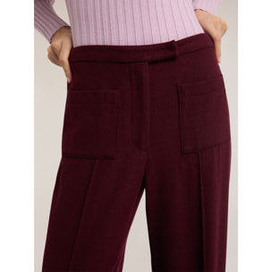 Motivi - Pantaloni cropped in panno misto lana - Bordeaux