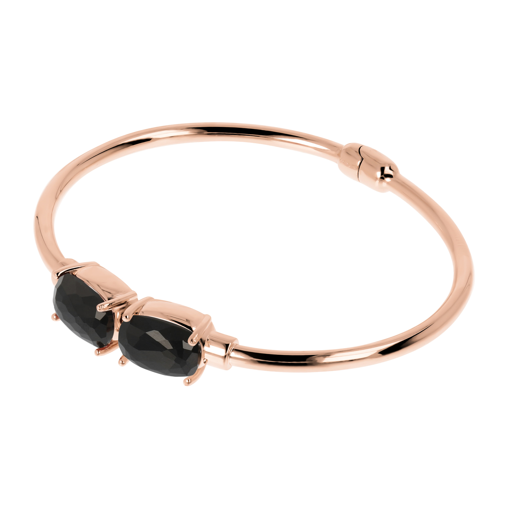 Bracciale Rigido con Pietra Naturale Ovale Onice Nero