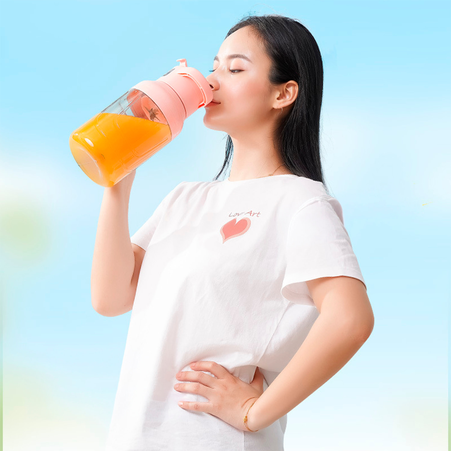 Batidora eléctrica recargable portátil de 1.500ml con 8 cuchillas de acero, vaso medidor, apertura cubierta para beber y batería de 1.500mAh.