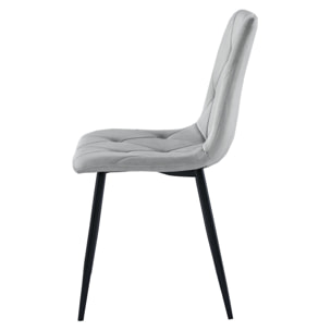 Sedia Libra in Velluto Grigio Argento con Gambe Nere