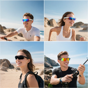 Gafas deportivas inteligentes QY PRO 3. Asistente de voz inteligente, traducción en tiempo real de más de 100 idiomas, control de música/llamadas y lentes UV400.