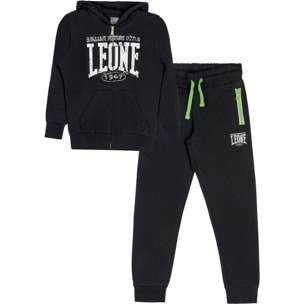 Tuta da bambino in cotone non garzato con cappuccio e zip Leone Boxing