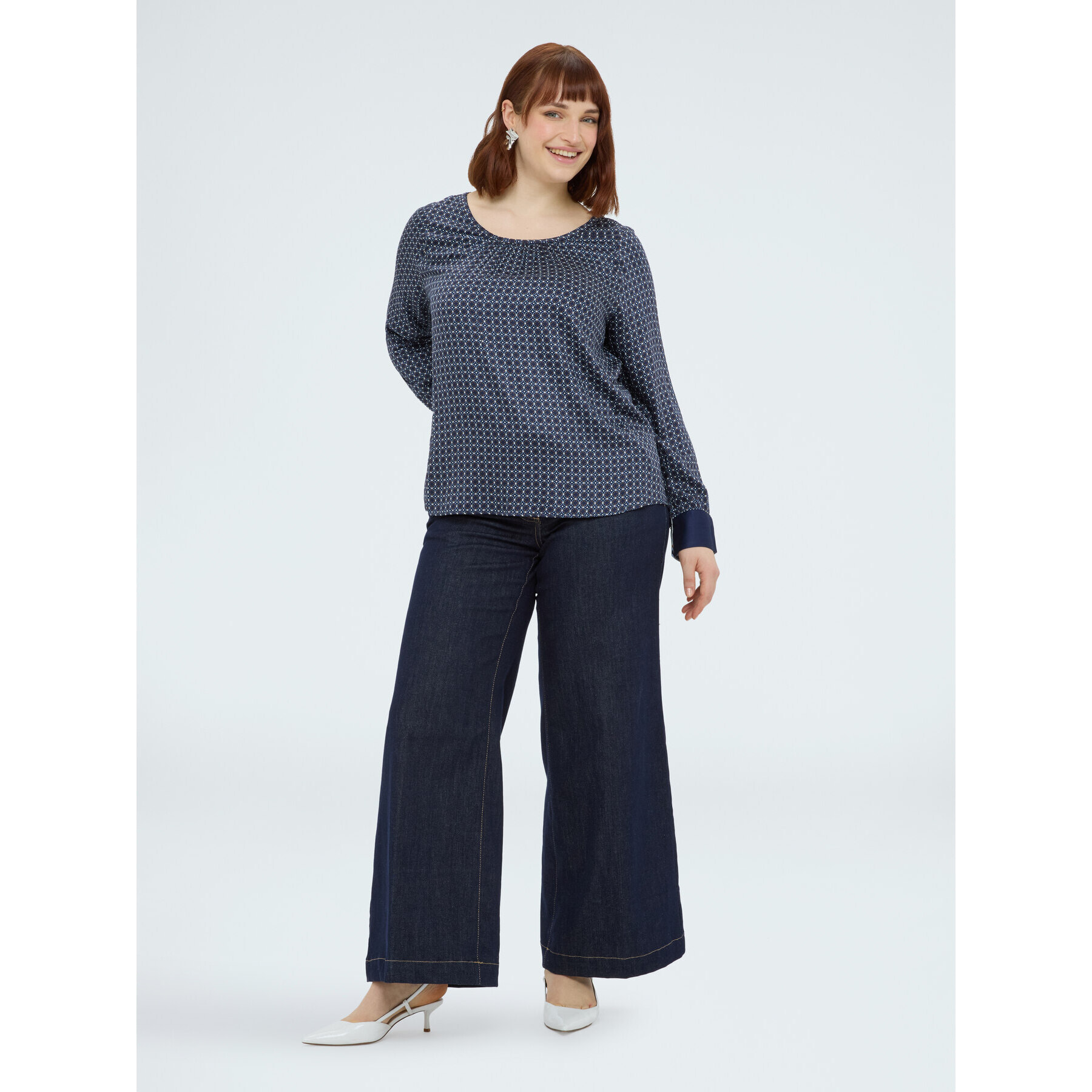 Fiorella Rubino - Blusa de raso con estampado geométrico - Azul