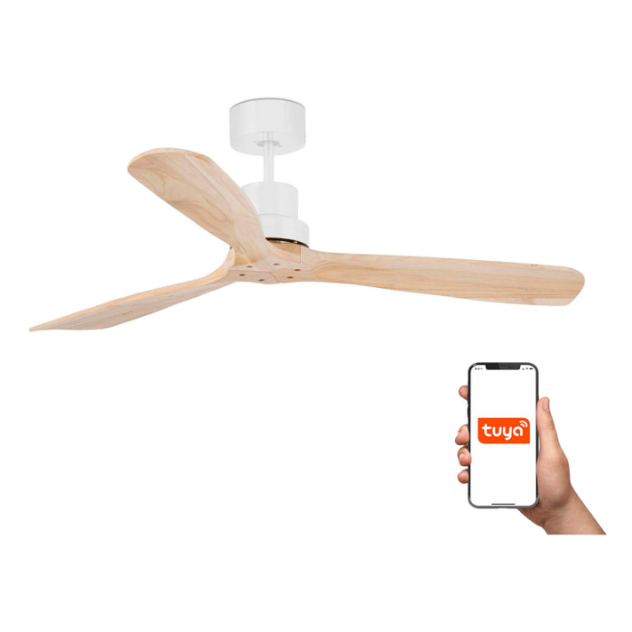 LANTAU L Ventilateur de plafond blanc/pin TUYA