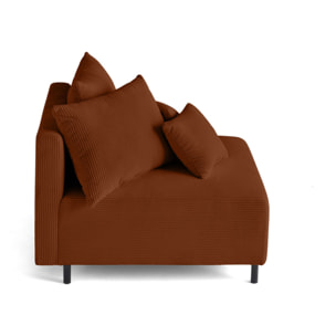 Edinburg - module d'assise sans accoudoirs - en velours côtelé - Terracotta