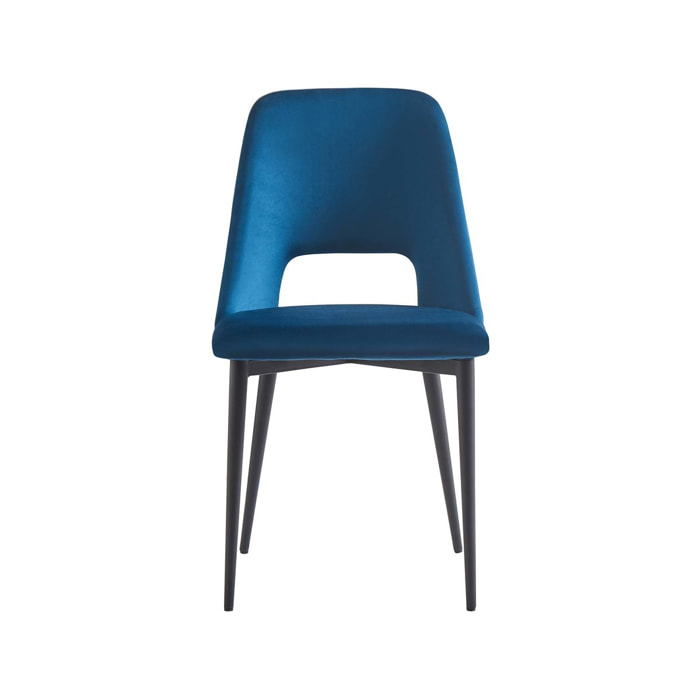 Lot de 2 Chaises en velours "Fedora" - Bleu foncé