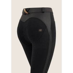 Jeggings WR.UP® vita alta con inserti similpelle laminata