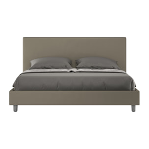 Cama sin somier acolchada 160x190 cuero sintético capuchino Naspy