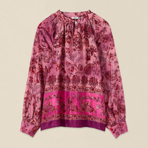 Oltre - Blusa estampado pañuelo - Rosa