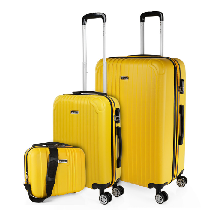 Juego De Maletas Rígidas Abs Itaca Sevron Amarillo
