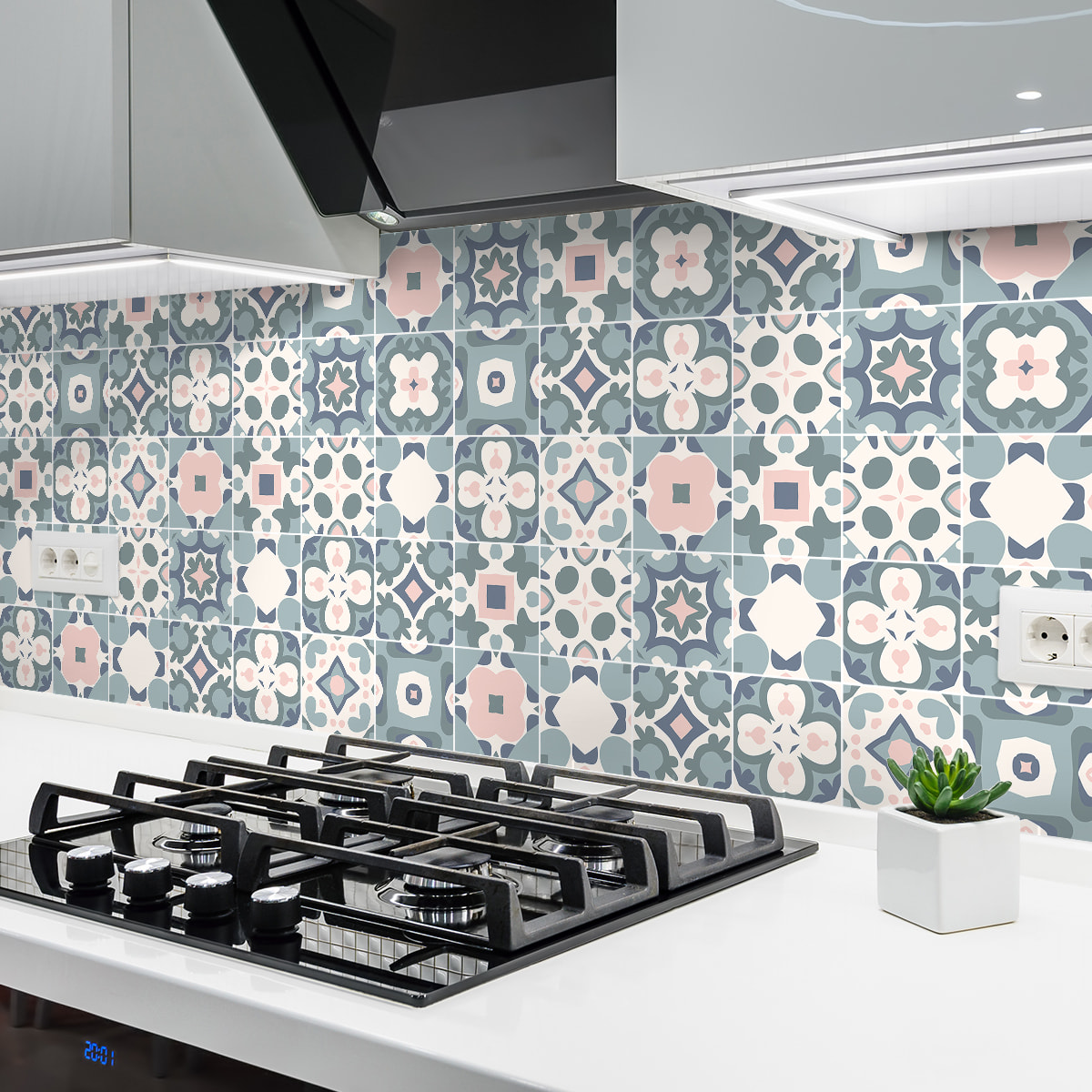 Stickers muraux - Sticker Mural Carrelage adhésif Cuisine Salle de Bain - 24 STICKERS CARRELAGES AZULEJOS JAVIERA