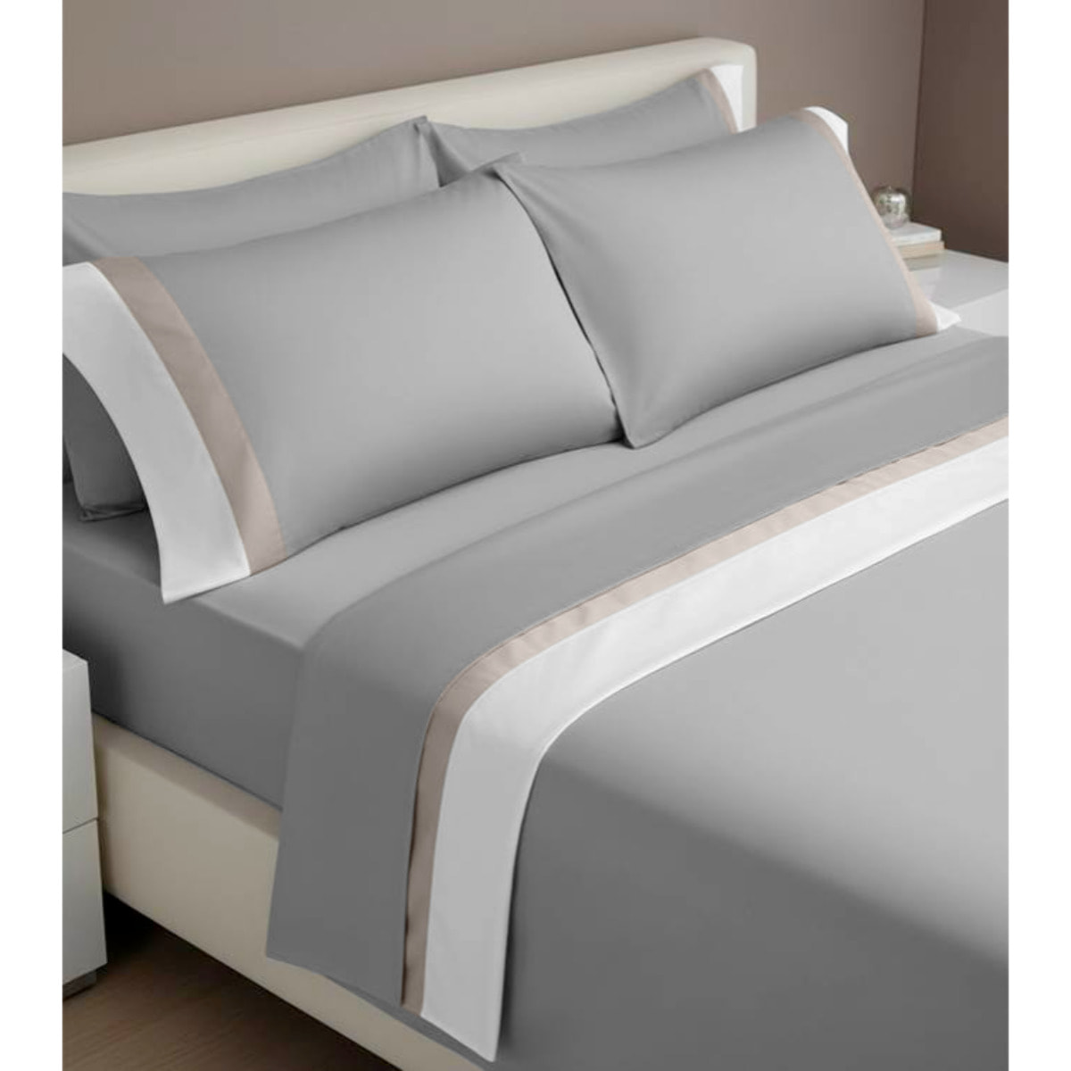 Completo IPERSAN doppia balza RASO Bordo RASO Bianco/Panna fondo Grigio