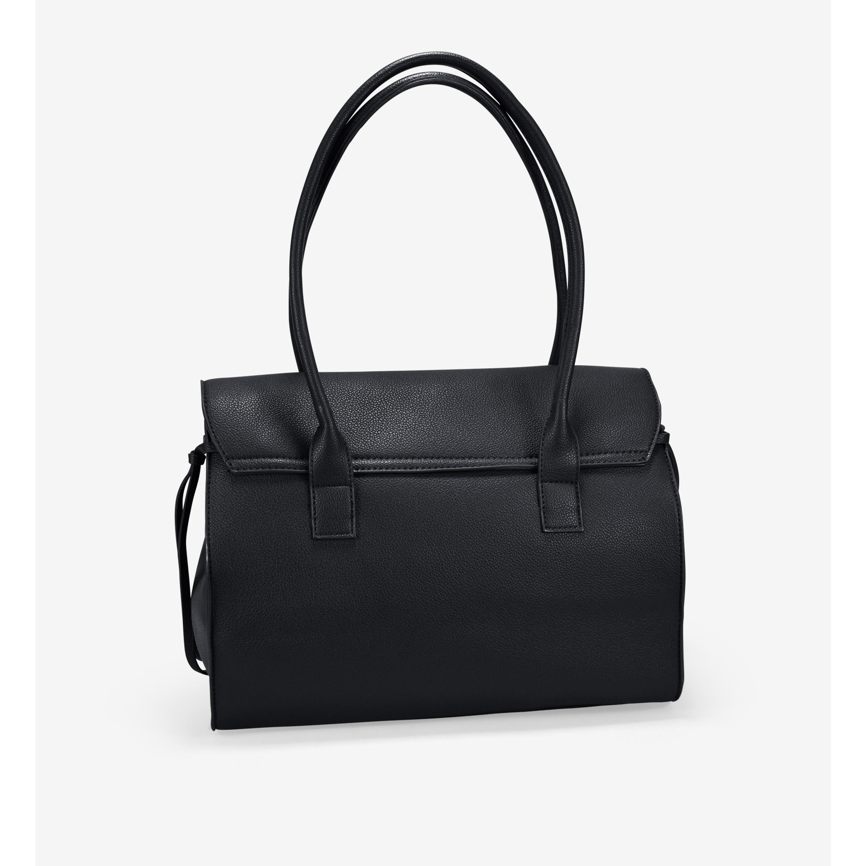 Bolso de hombro negro con solapa