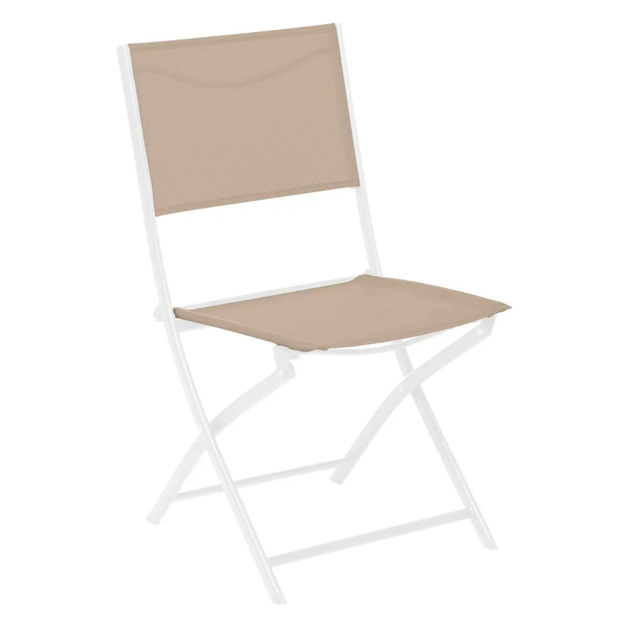 Lot de 4 chaises de jardin pliantes "Modula" lin & blanc en acier traité époxy