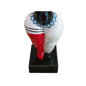 Statuette femme debout résine corset rouge noir bleu H24cm - SUBHA 06