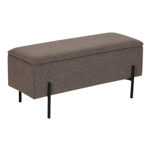 Watford - Panca contenitore in bouclé marrone con gambe in metallo nero 95x36,5x43 cm